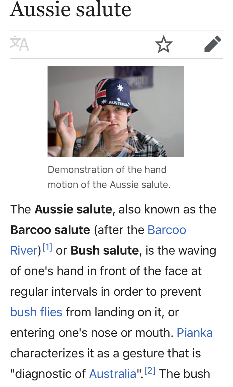Wikipedia excerpt about the Aussie Bush Salute